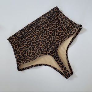 High waist leopard thong swimsuit bottom